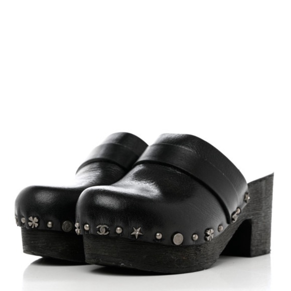 CHANEL Calfskin CC Lucky Charms Studded Clogs Size 41 - Picture 6 of 11